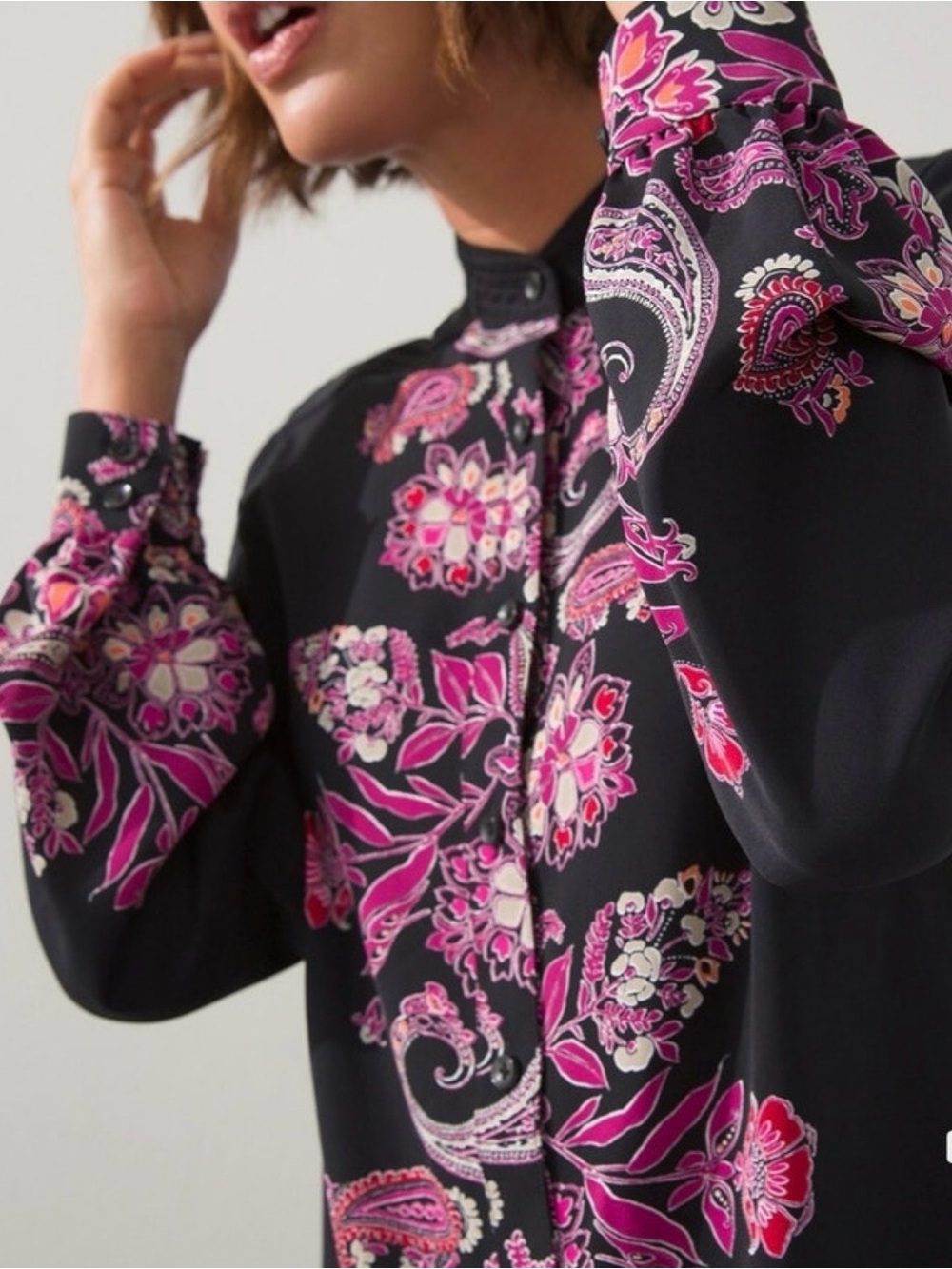 Chico’s Floral Notch Neck Tunic - Picture 3 of 10